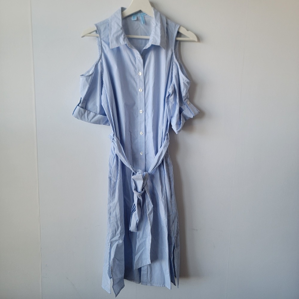 Draper James women's cold shoulder shirt dress size 8 striped